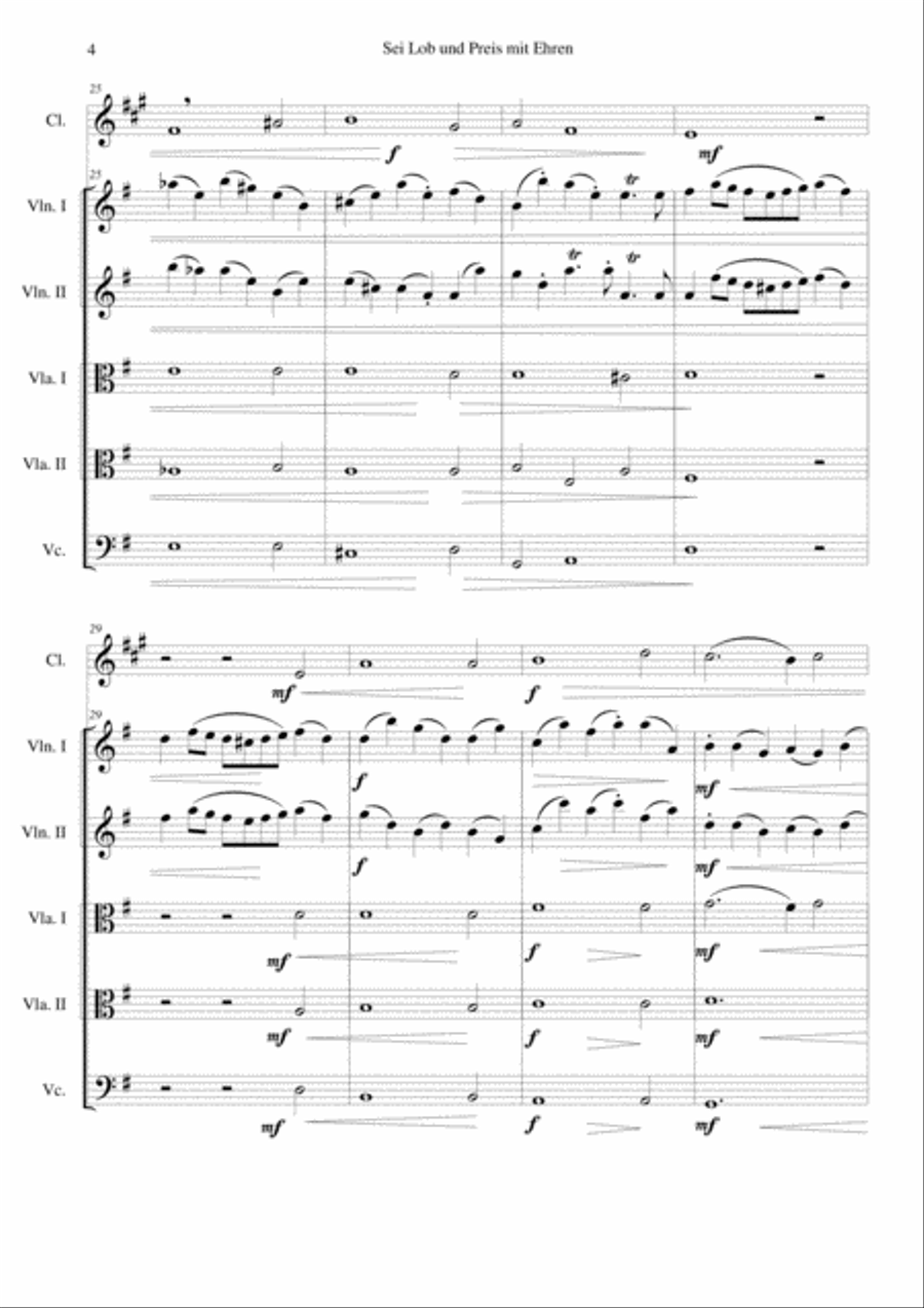 Sei Lob und Preis mit Ehren for clarinet and strings Clarinet scores gallery preview page 4