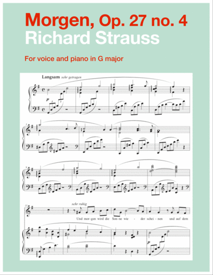 Morgen, Op. 27 no. 4 (G major) Voice scores gallery preview page 1