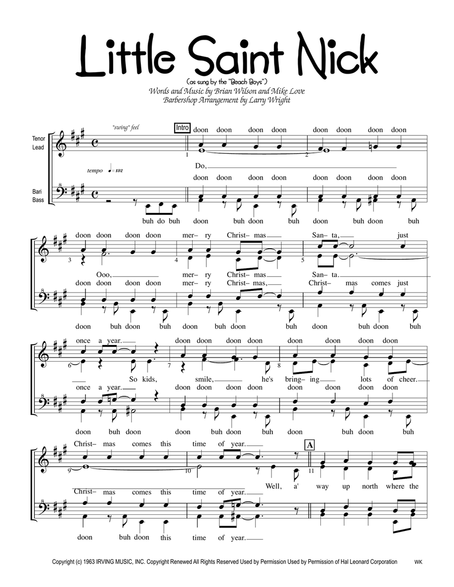 Little Saint Nick 4-Part scores gallery preview page 1