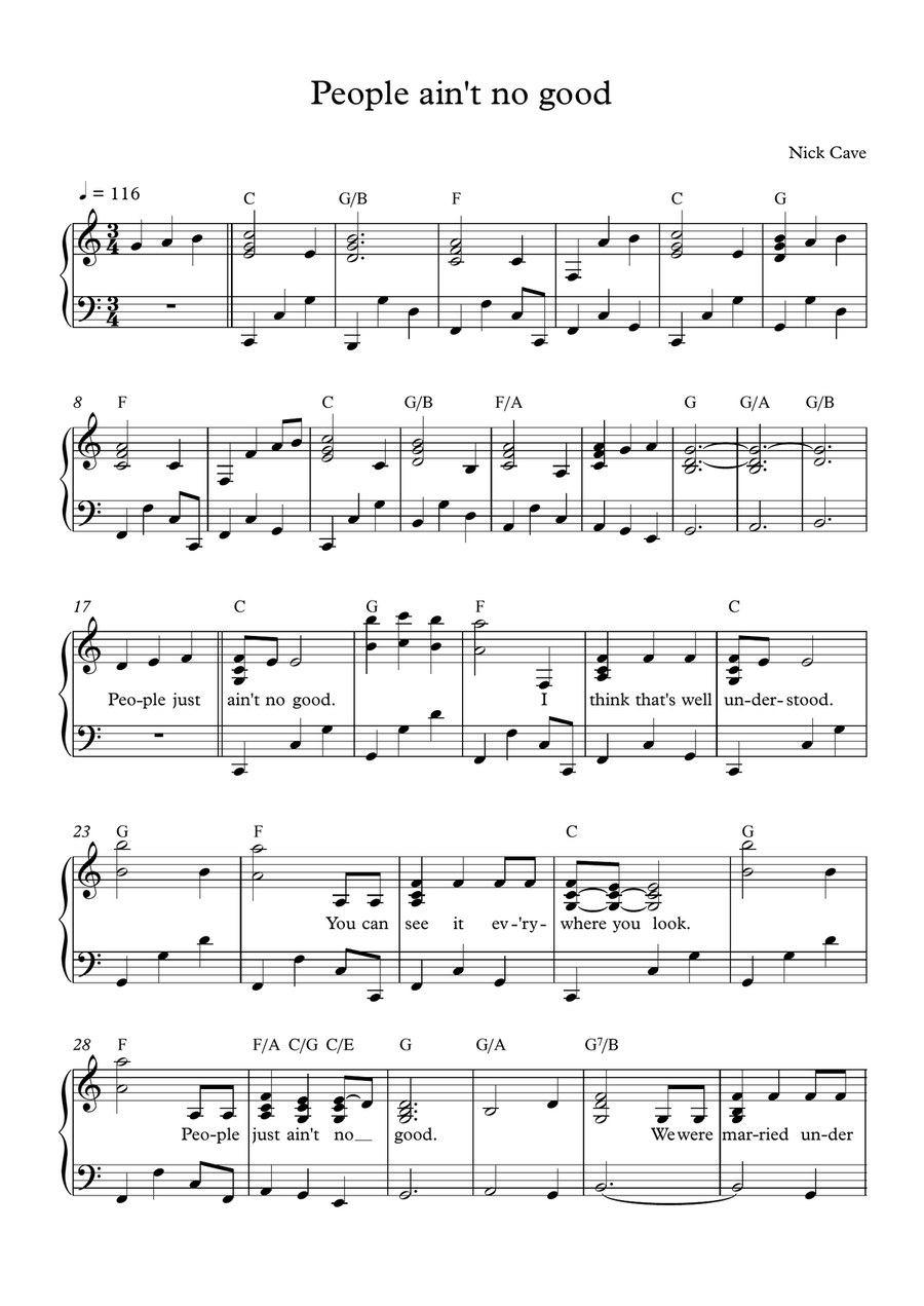 People Ain't No Good Piano Solo scores gallery preview page 1