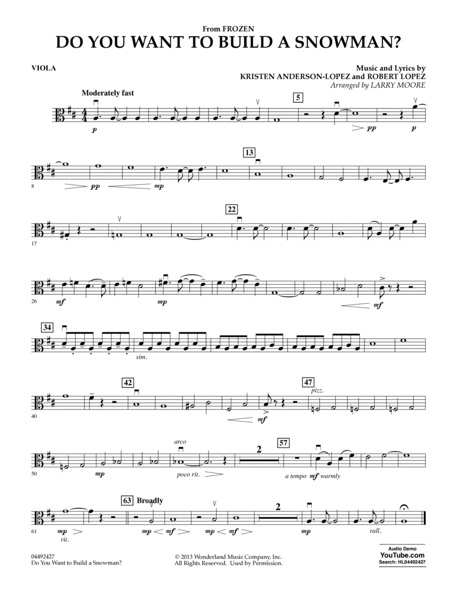 Do You Want To Build A Snowman (from Frozen) (arr. Larry Moore) - Viola