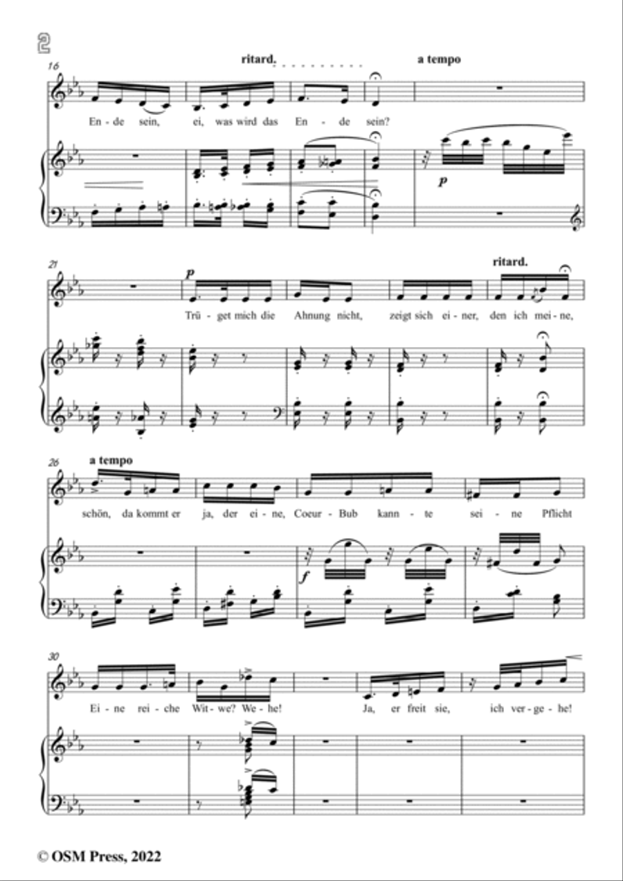 Schumann-Die Kartenlegerin,Op.31 No.2 in E flar Major,for Voice and Piano Voice Solo scores gallery preview page 4