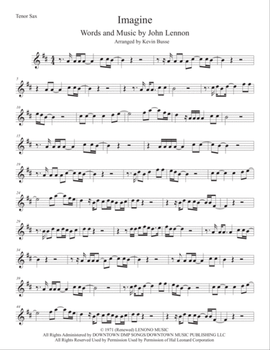Imagine Tenor Saxophone scores gallery preview page 1