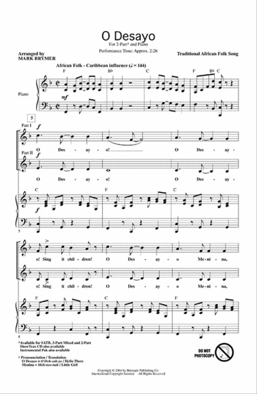 O Desayo 2-Part scores gallery preview page 2