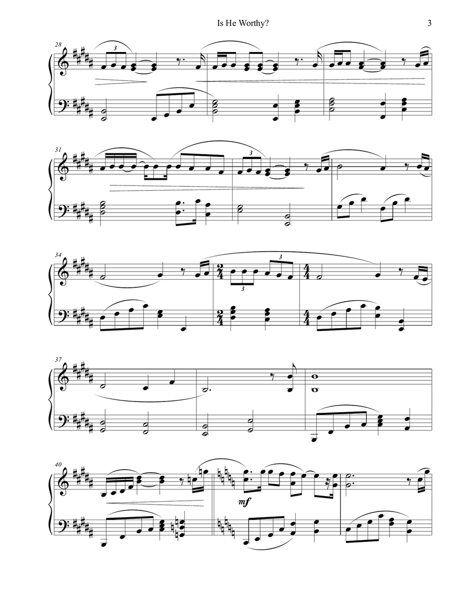 Is He Worthy? Is He Worthy? Piano Solo scores gallery preview page 3