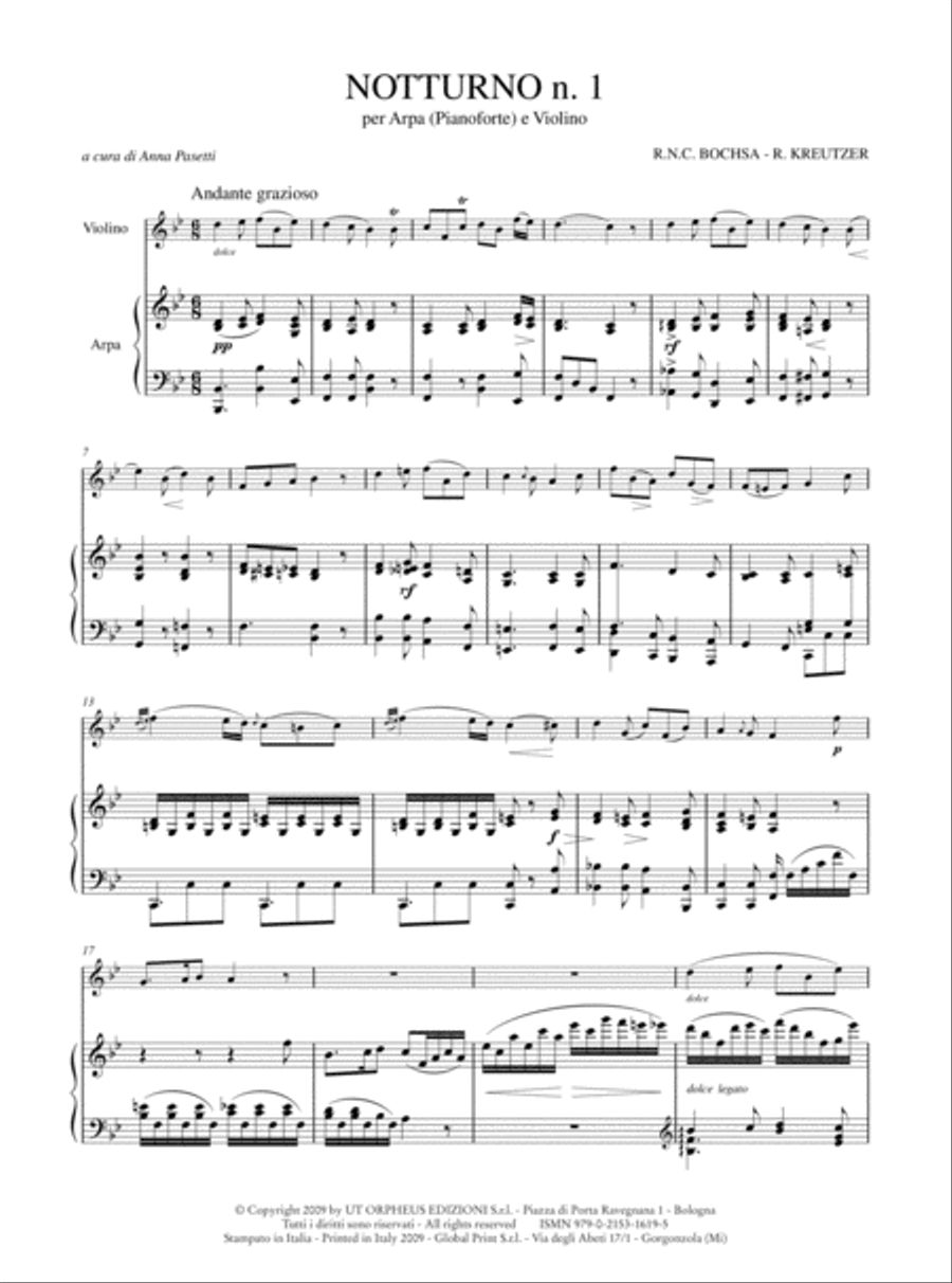 Nocturne No. 1 for Harp (Piano) and Violin Harp scores gallery preview page 2