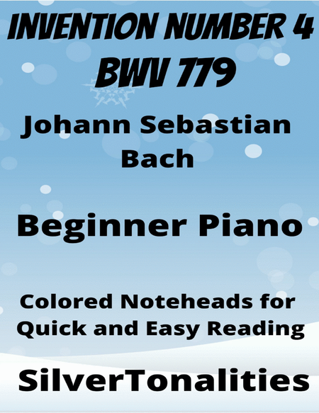 Invention Number 8 BWV 779 Beginner Piano Sheet Music with Colored Notation
