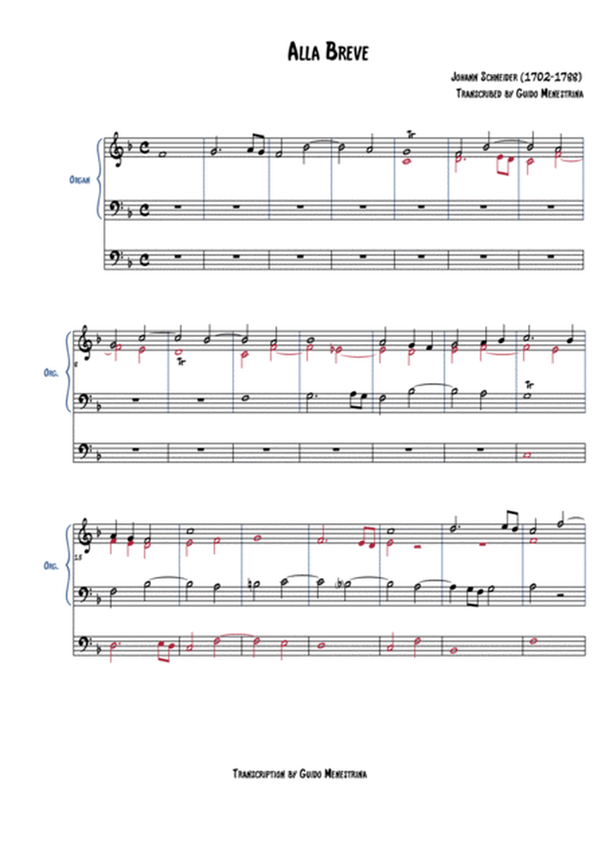 Johann Schneider - Alla Breve per organo 2 tastiere e pedale image number null