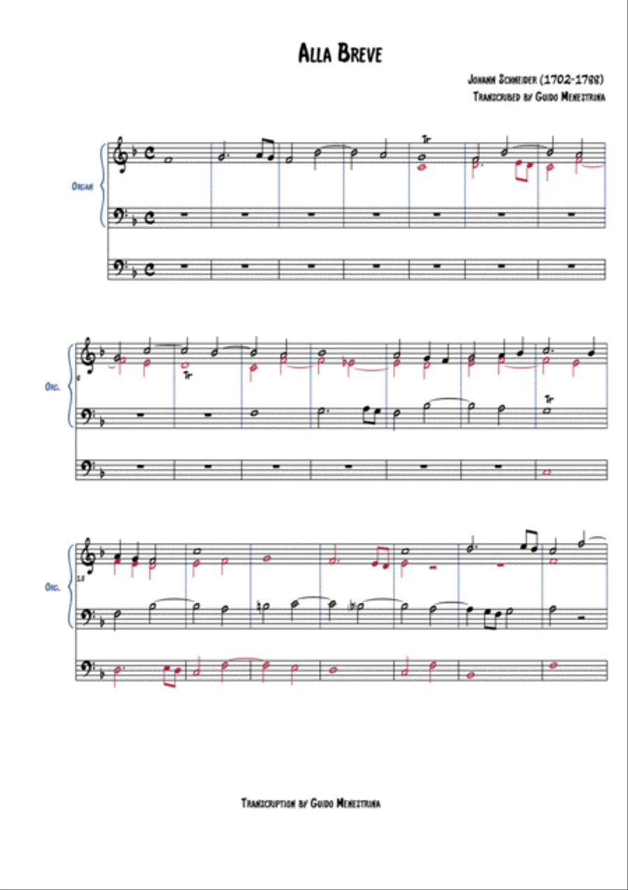Johann Schneider - Alla Breve per organo 2 tastiere e pedale Organ Solo scores gallery preview page 2