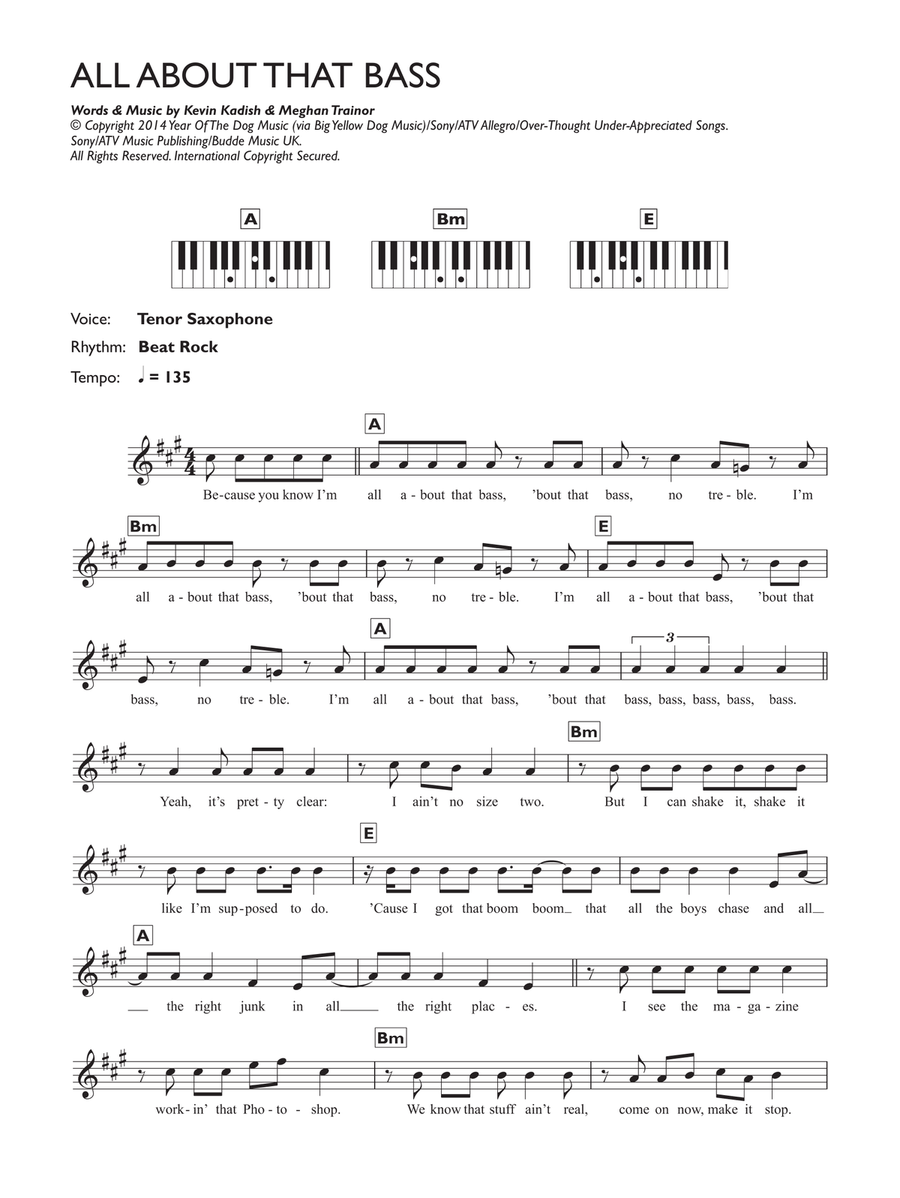 All About That Bass Piano scores gallery preview page 1