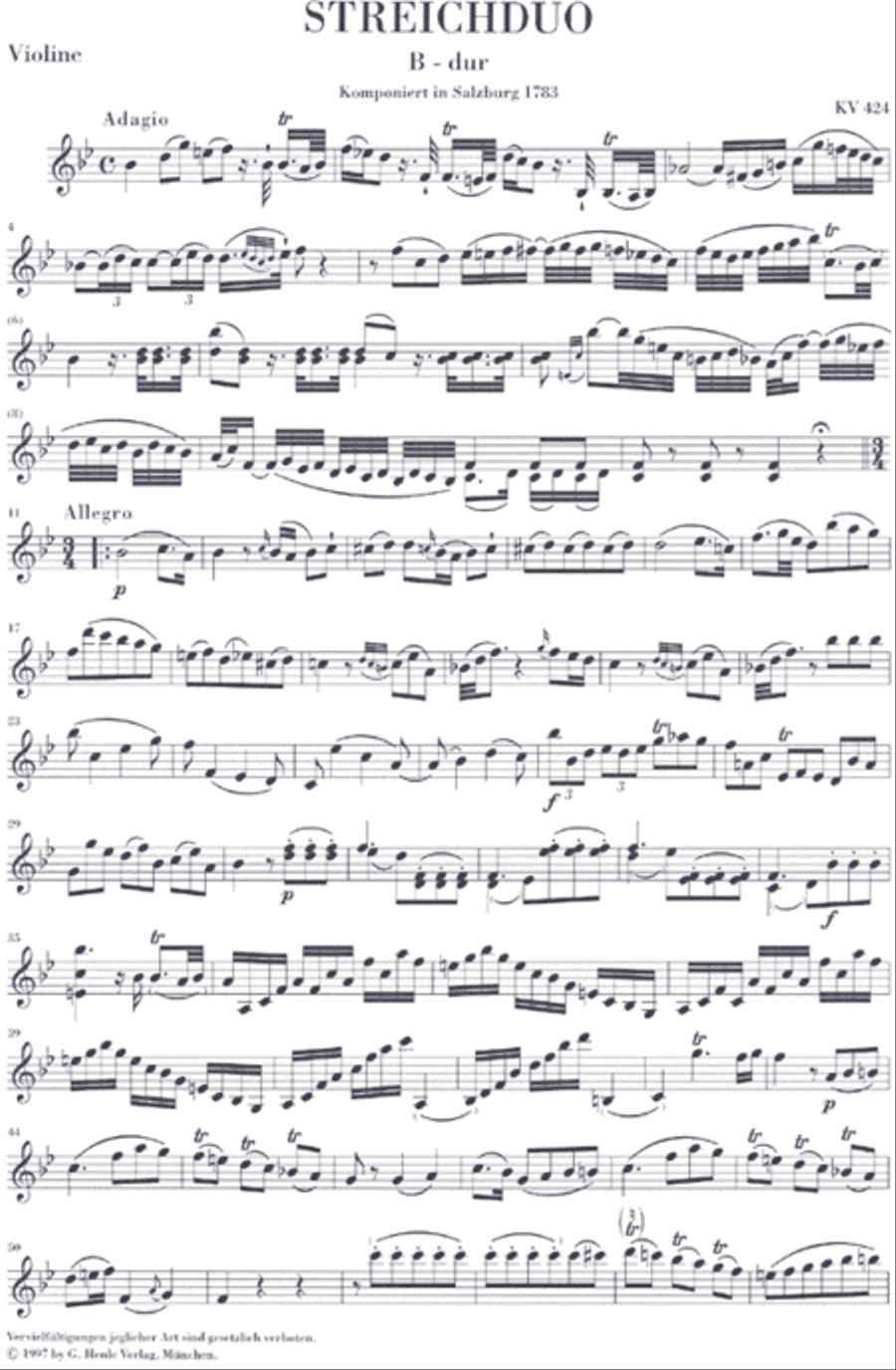 String Duos for Violin and Viola K423, 424 String Duet scores gallery preview page 6