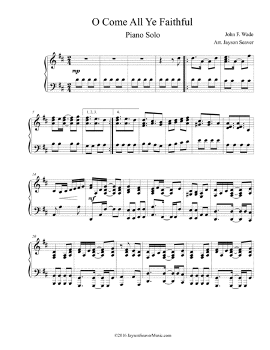 O Come All Ye Faithful Piano Solo scores gallery preview page 2