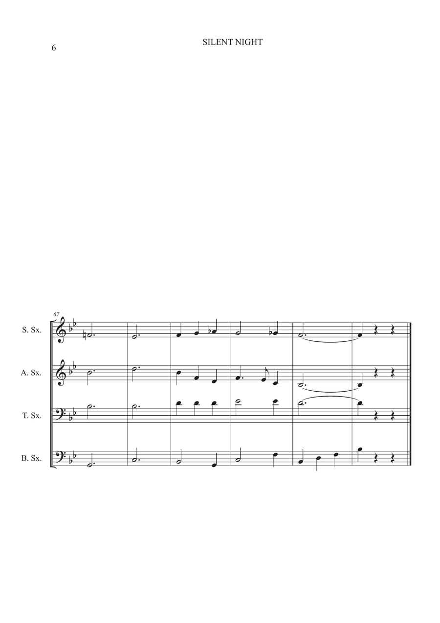Silent Night for Sax Quartet SATB Saxophone Quartet scores gallery preview page 6