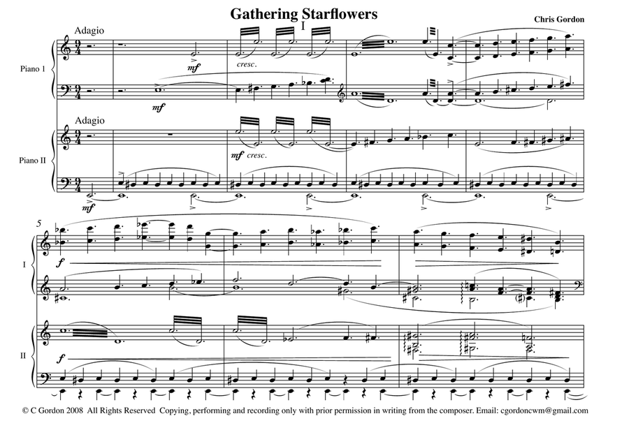 Gathering Starflowers: A Music Drama for 2 Pianos 2 Pianos, 4-Hands scores gallery preview page 1