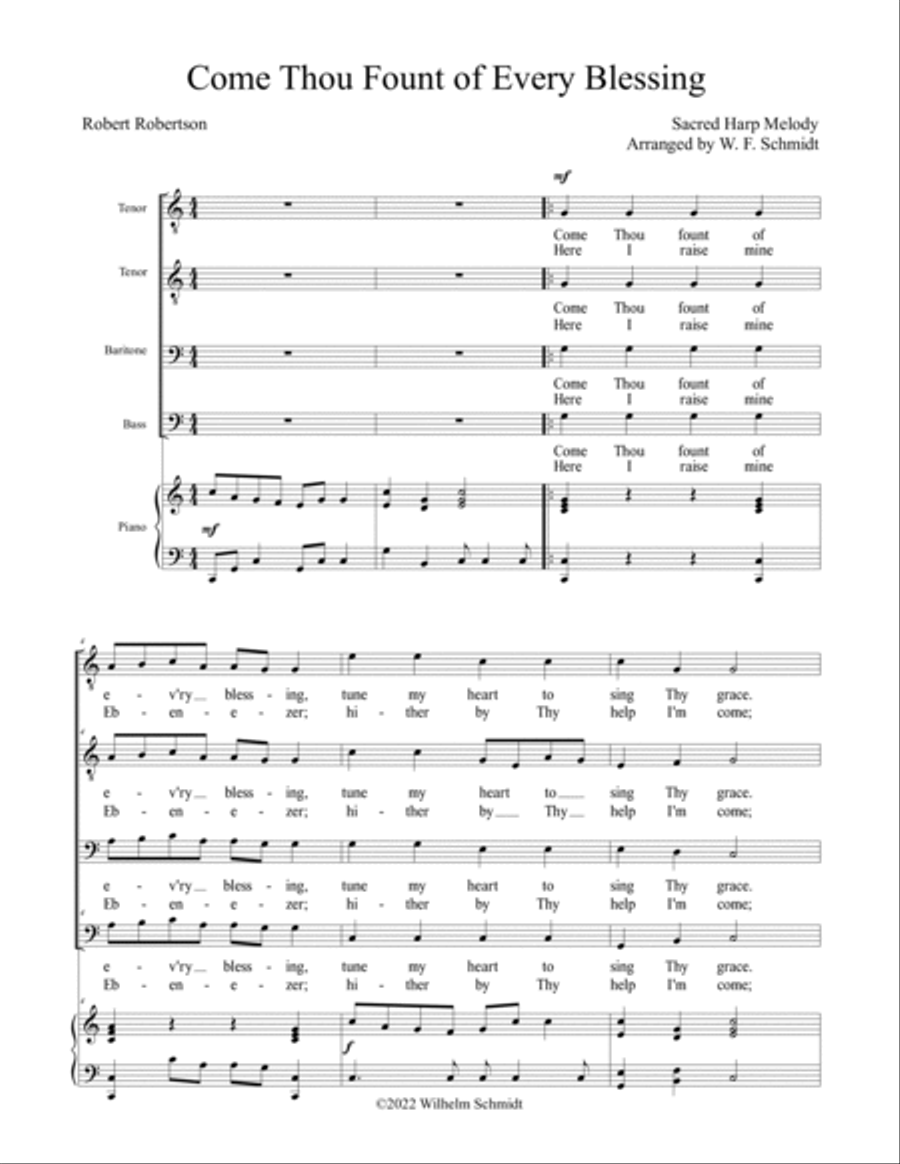 Come Thou Fount of Every Blessing TTBB scores gallery preview page 2