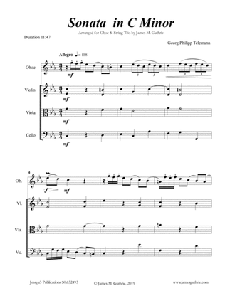 Book cover for Telemann: Sonata in C Minor for Oboe & String Trio