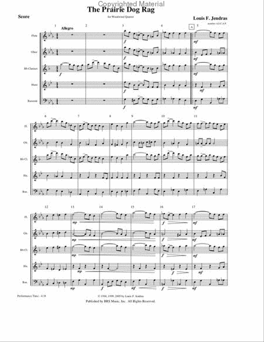 The Prarie Dog Rag Woodwind Quintet scores gallery preview page 4