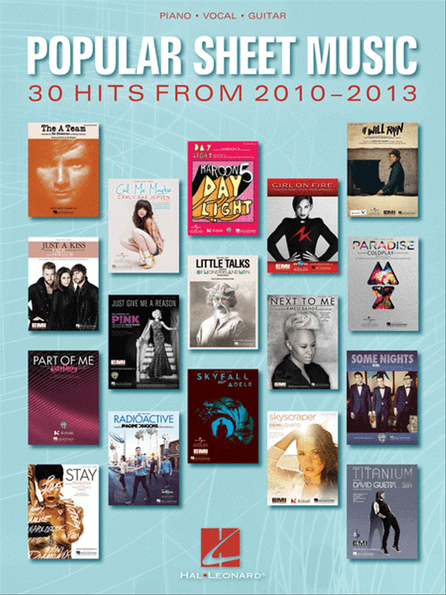 Popular Sheet Music - 30 Hits from 2010-2013 by Various Piano, Vocal, Guitar - Sheet Music
