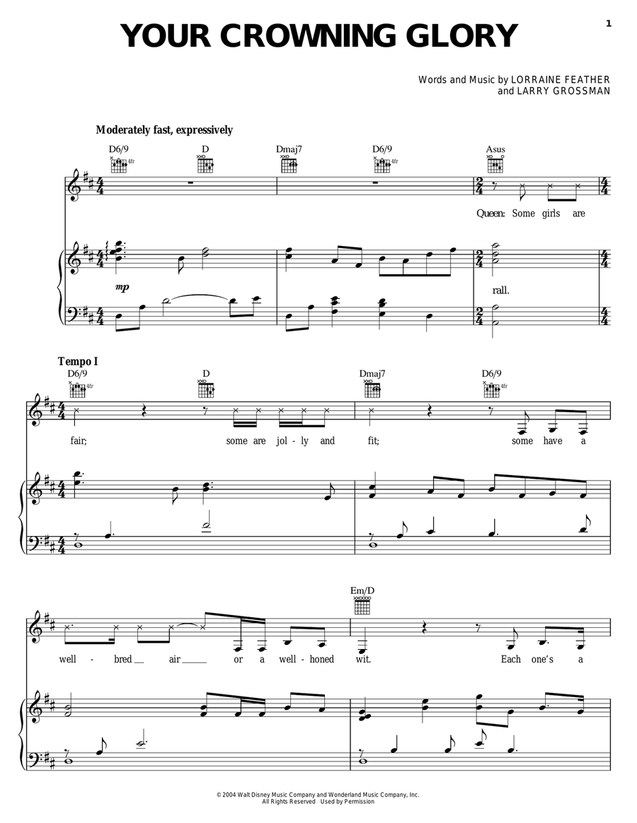 Your Crowning Glory Piano, Vocal, Guitar scores gallery preview page 1