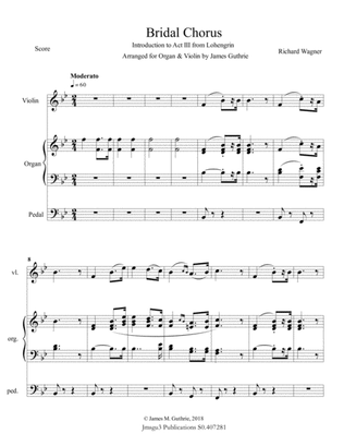 Book cover for Wagner: Bridal Chorus for Violin & Organ
