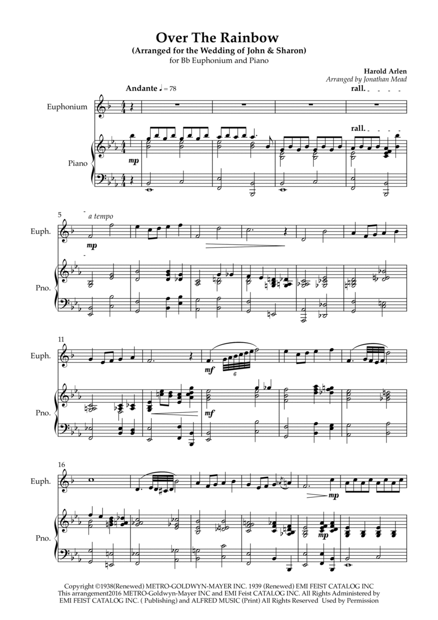Over The Rainbow Euphonium scores gallery preview page 1