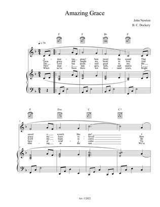 Amazing Grace (Piano/Voice/Guitar)