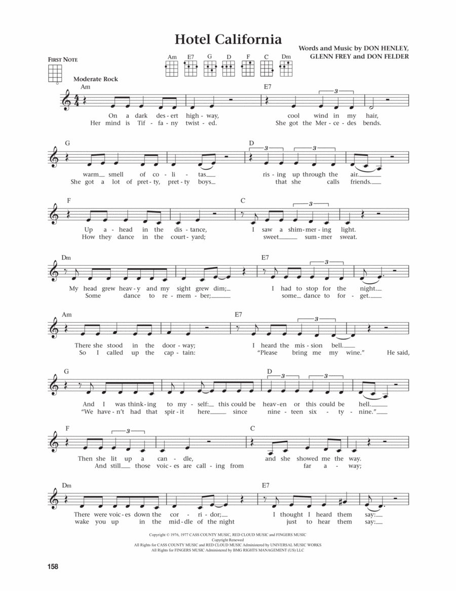 Hotel California (from The Daily Ukulele) (arr. Jim Beloff) Ukulele scores gallery preview page 1