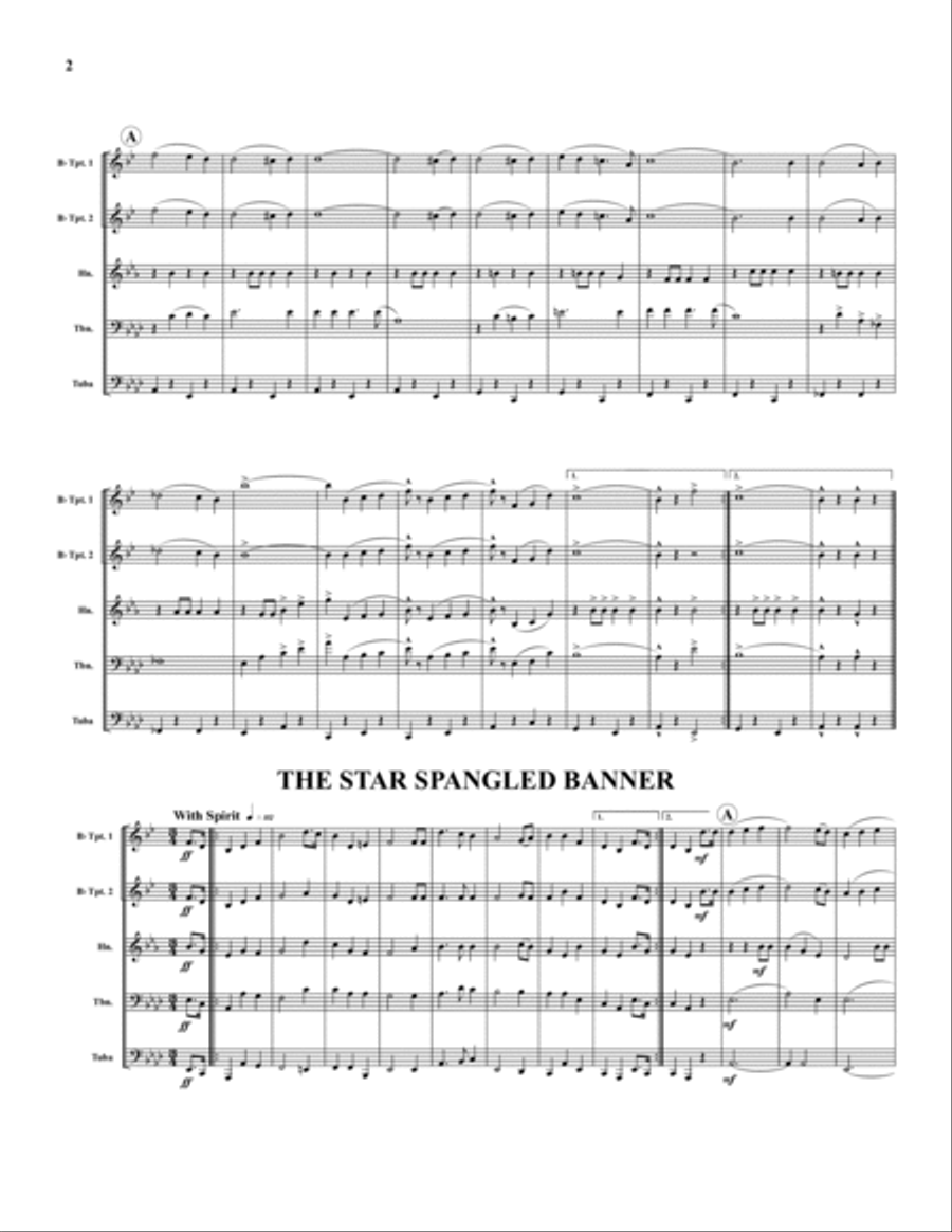 Music for Patriotic Ceremonies Brass Quintet scores gallery preview page 2