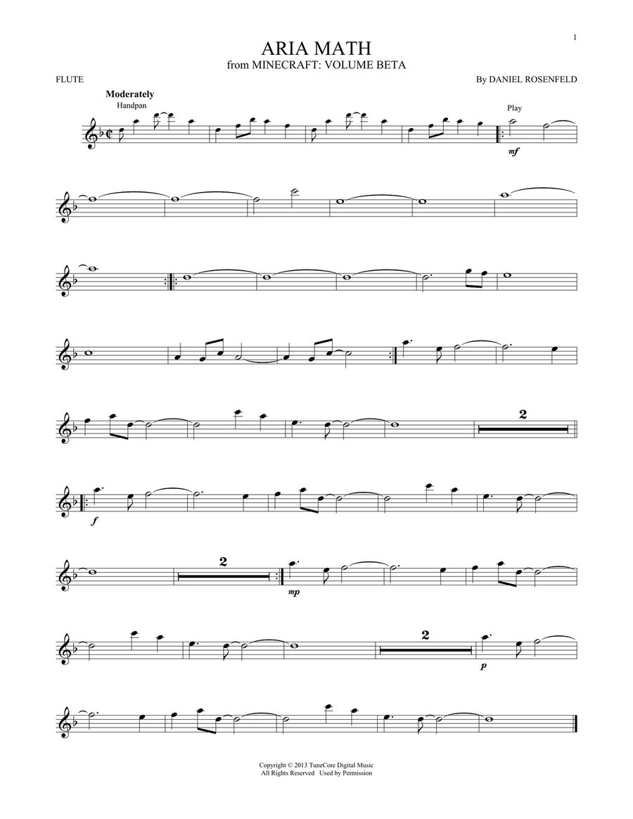 Aria Math (from Minecraft) Flute Solo scores gallery preview page 1