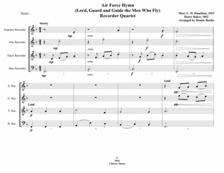 Air Force Hymn ("Lord, Guard and Guide") - Recorder Quartet (SATB) - Intermediate