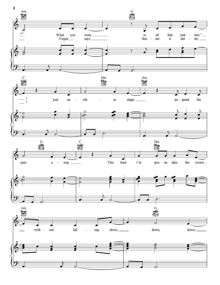 Pretty Hurts Piano, Vocal, Guitar scores gallery preview page 2