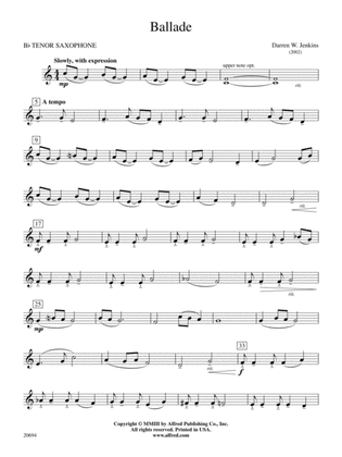Ballade: B-flat Tenor Saxophone