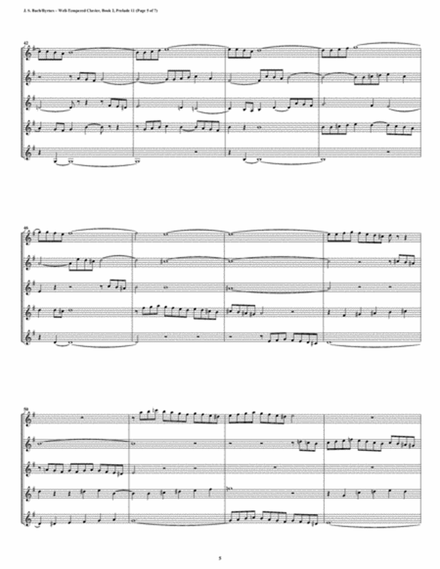 Prelude 11 from Well-Tempered Clavier, Book 2 (Clarinet Quintet) image number null