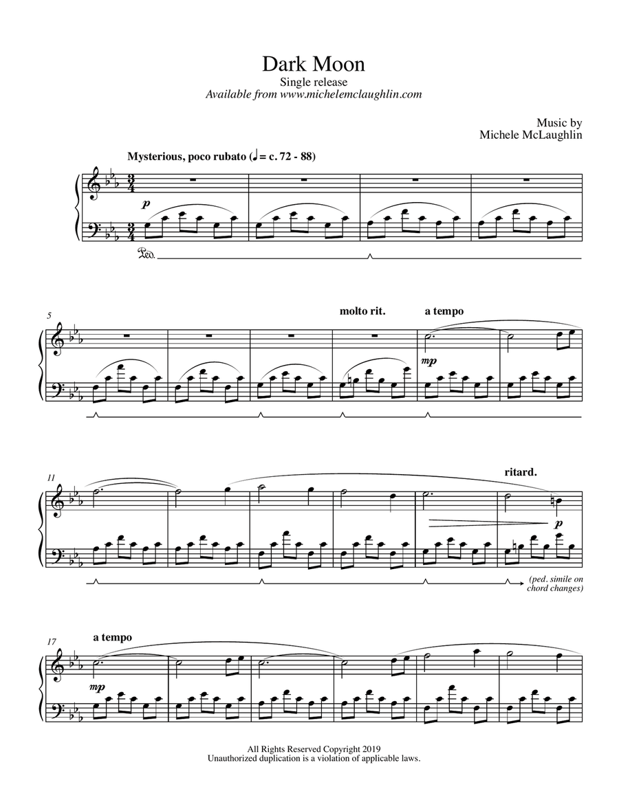 Dark Moon Piano Solo scores gallery preview page 1
