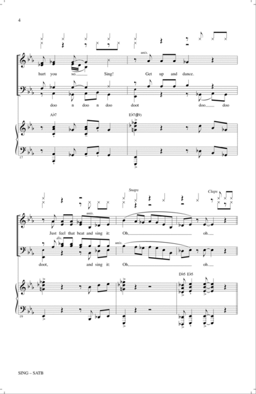 Sing (arr. Mark Brymer) 4-Part scores gallery preview page 3