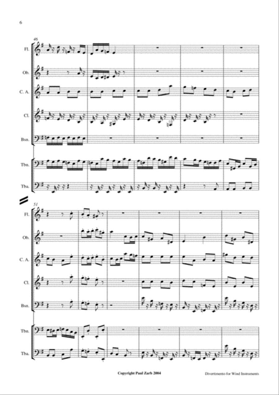 Divertimento for Wind Instruments Small Ensemble scores gallery preview page 6