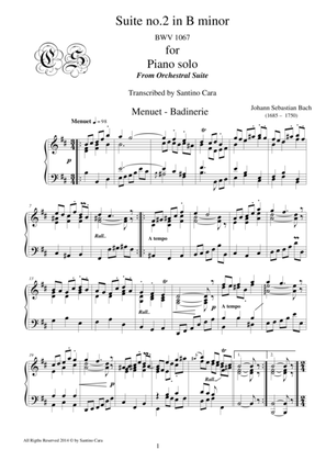 Book cover for Bach Suite no.2 in B minor BWV 1067 - 7 - 8 - Menuet-Badinerie - Piano solo