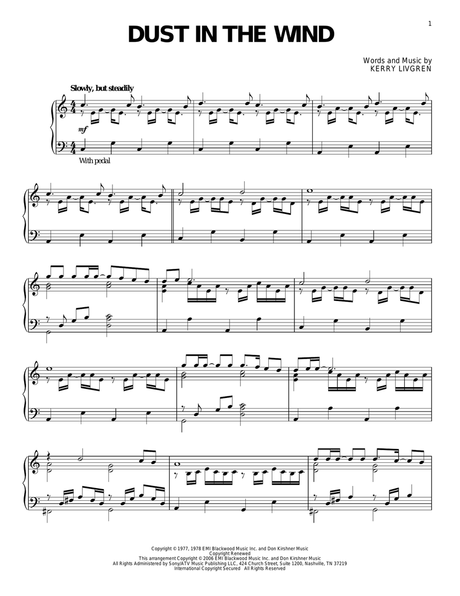 Dust In The Wind Dust In The Wind Piano Solo scores gallery preview page 1