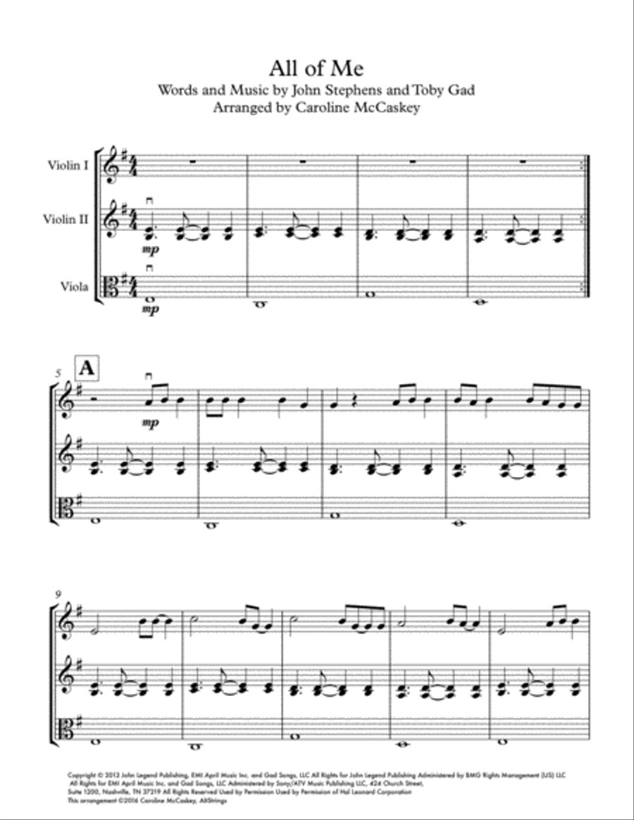 All Of Me All Of Me String Trio scores gallery preview page 2