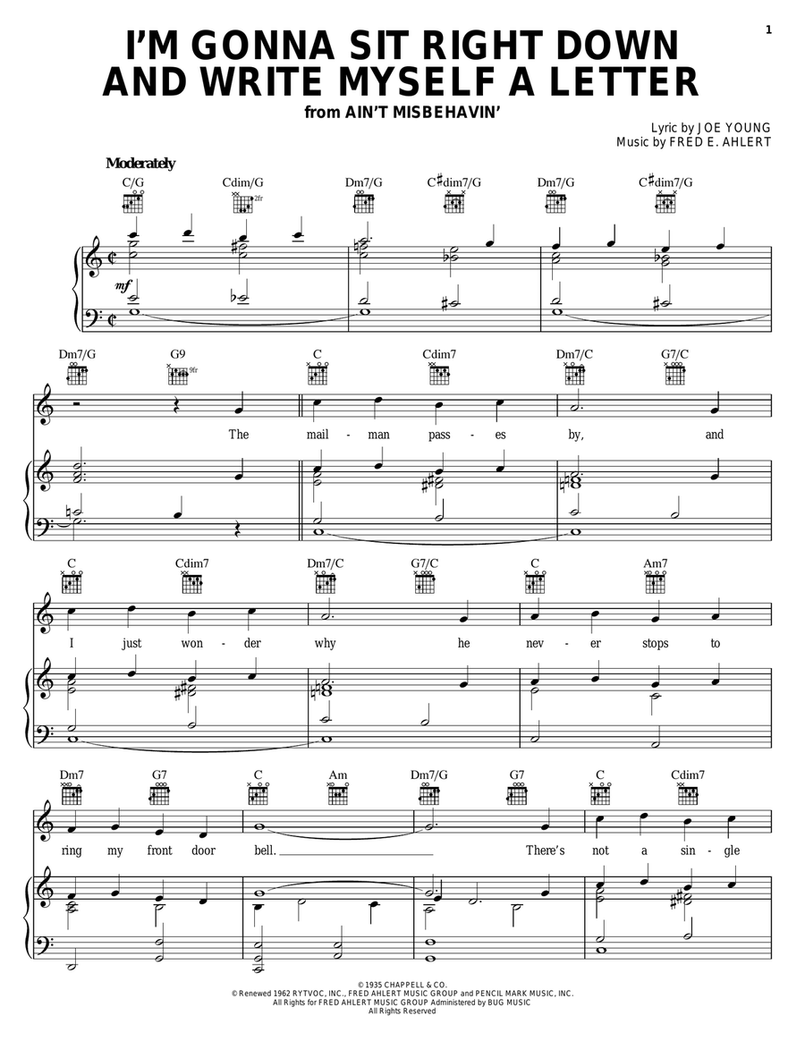 I'm Gonna Sit Right Down And Write Myself A Letter Guitar scores gallery preview page 1