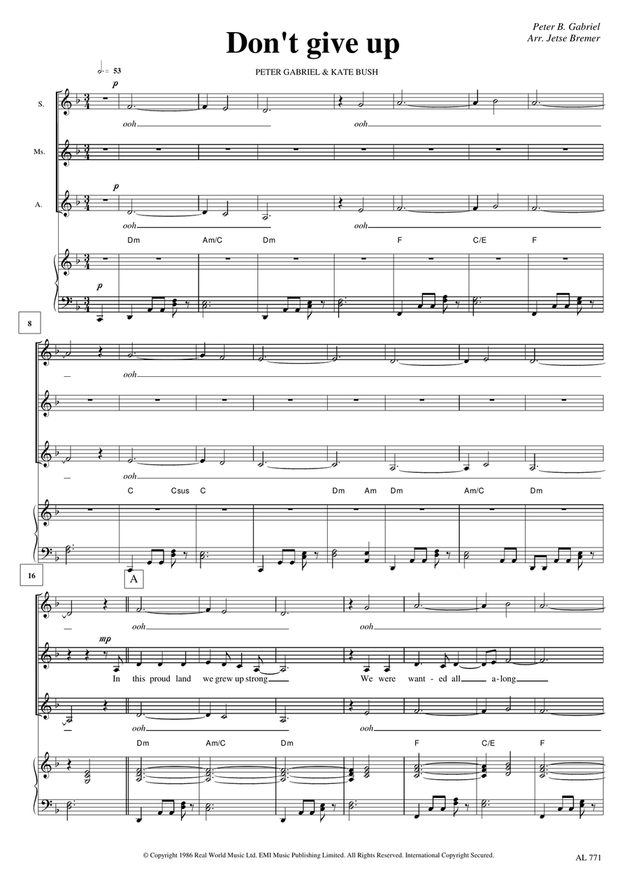 Don't Give Up SSA scores gallery preview page 1