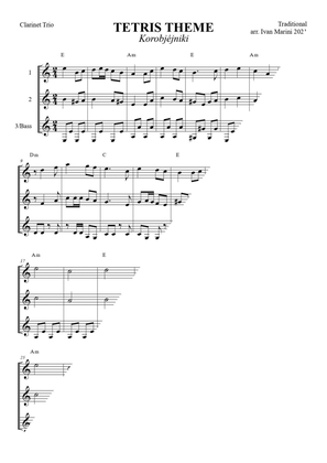 TETRIS Theme - Korobjéjniki - for Clarinet Trio
