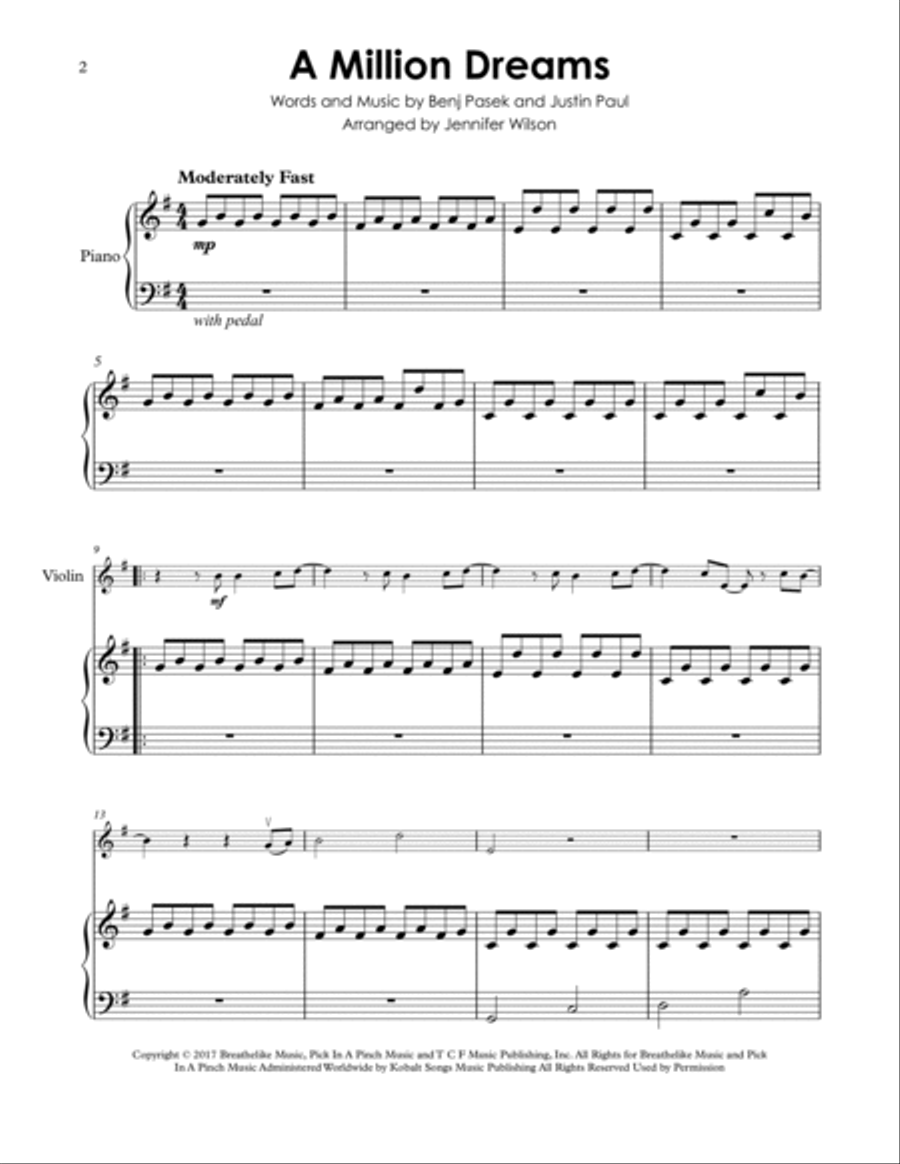A Million Dreams Violin Solo scores gallery preview page 3