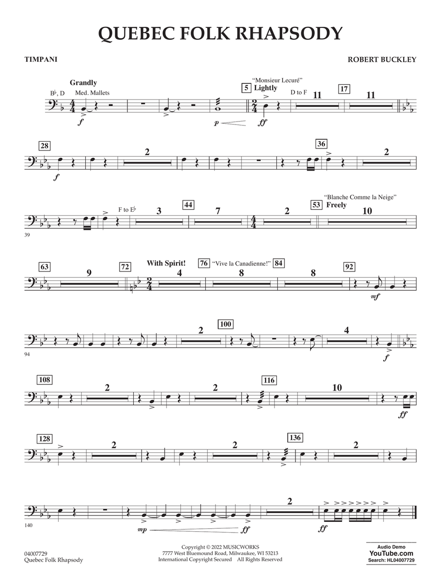 Quebec Folk Rhapsody - Timpani