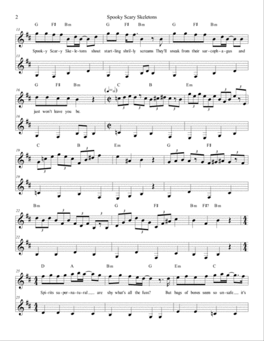 Spooky Scary Skeletons Guitar Solo scores gallery preview page 2