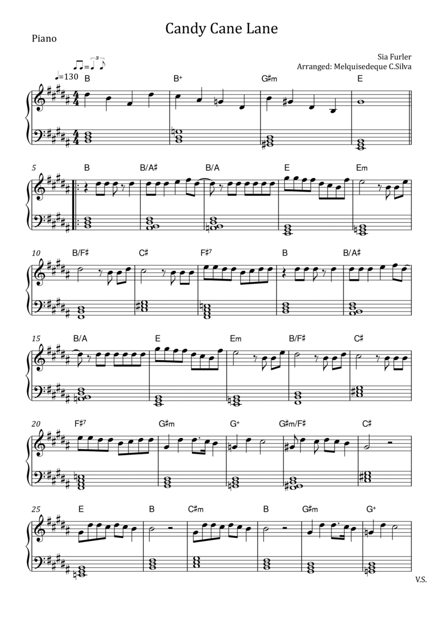 Candy Cane Lane Candy Cane Lane Piano Solo scores gallery preview page 1