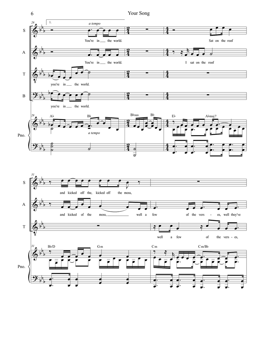 Your Song Your Song 4-Part scores gallery preview page 6