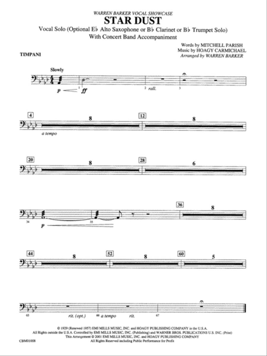 Star Dust: Timpani Concert Band scores gallery preview page 1