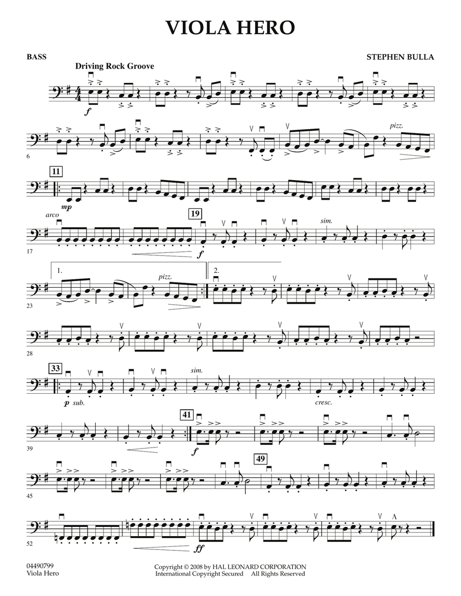 Viola Hero - String Bass Viola Hero - String Bass Orchestra scores gallery preview page 1