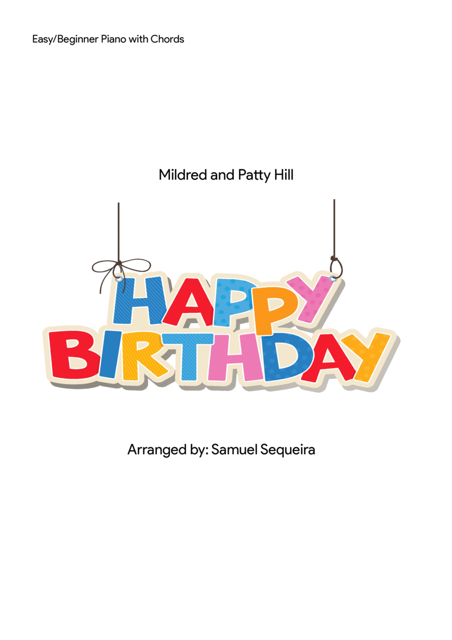 Happy Birthday - chords - Tonality: C Easy Piano scores gallery preview page 1